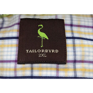 EUC TAILORBYRD L/S Plaid Button Down Shirt 100% Cotton Size 2XL